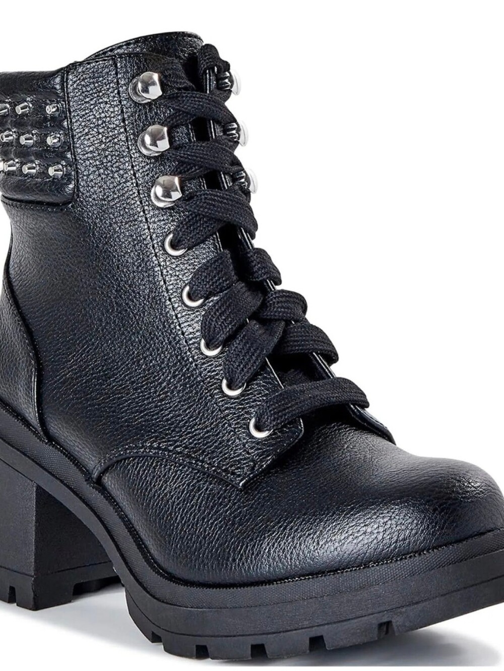 No Boundaries Black Women's Lace-Up Chunky Heel Ankle Boots size 7